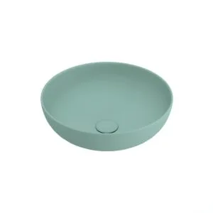 TEZGAH ÜSTÜ YUVARLAK VESSEL 38cm. SIĞ LAVABO - MAT MİNT YEŞİLİ