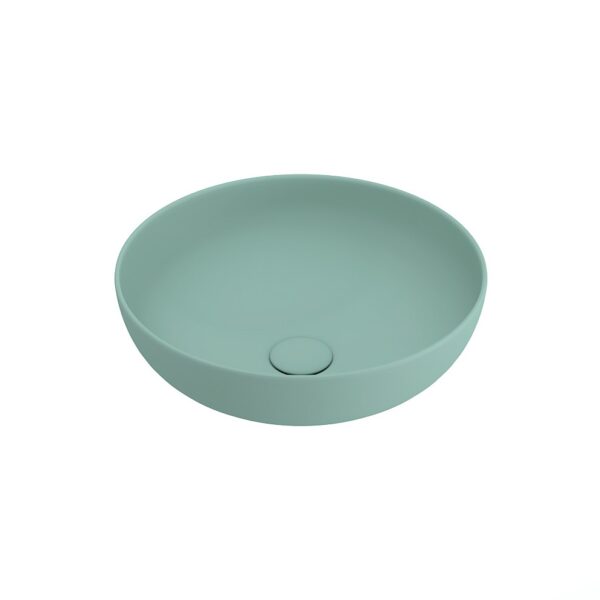 TEZGAH ÜSTÜ YUVARLAK VESSEL 38cm. SIĞ LAVABO - MAT MİNT YEŞİLİ