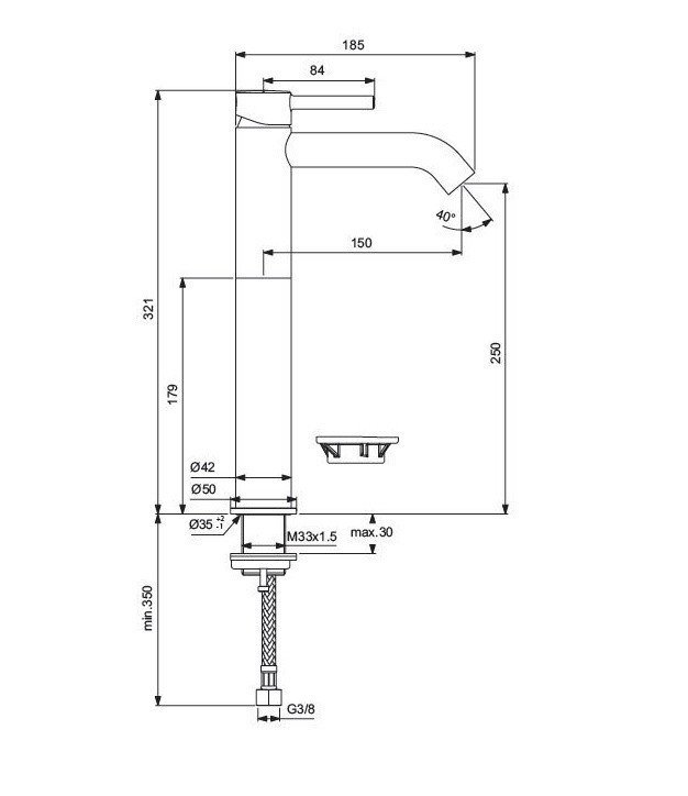 IDEAL STANDARD CERALINE YÜKSEK LAVABO BATARYASI KROM (BC269AA) - Görsel 2