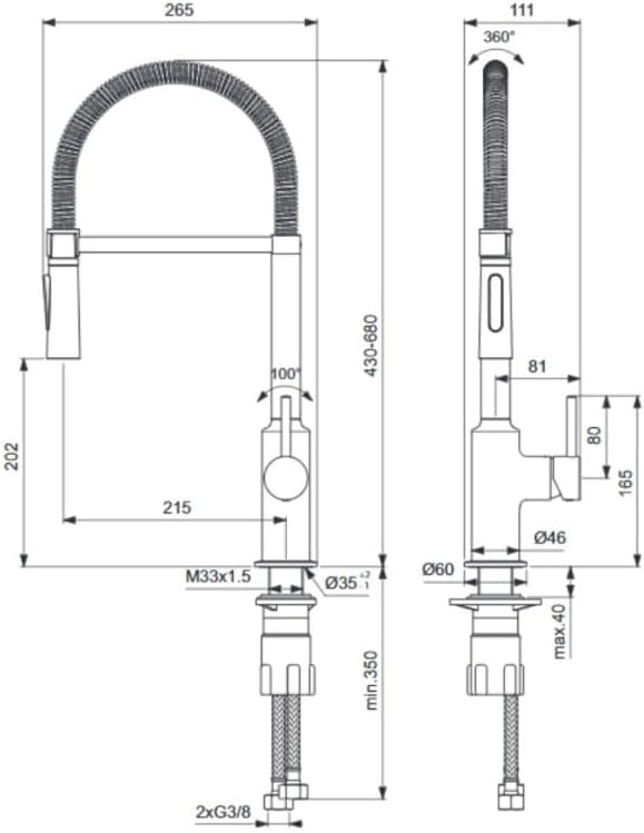 IDEAL STANDARD CERALOOK PROFESYONEL EVİYE BATARYASI KROM (BC302AA) - Görsel 3