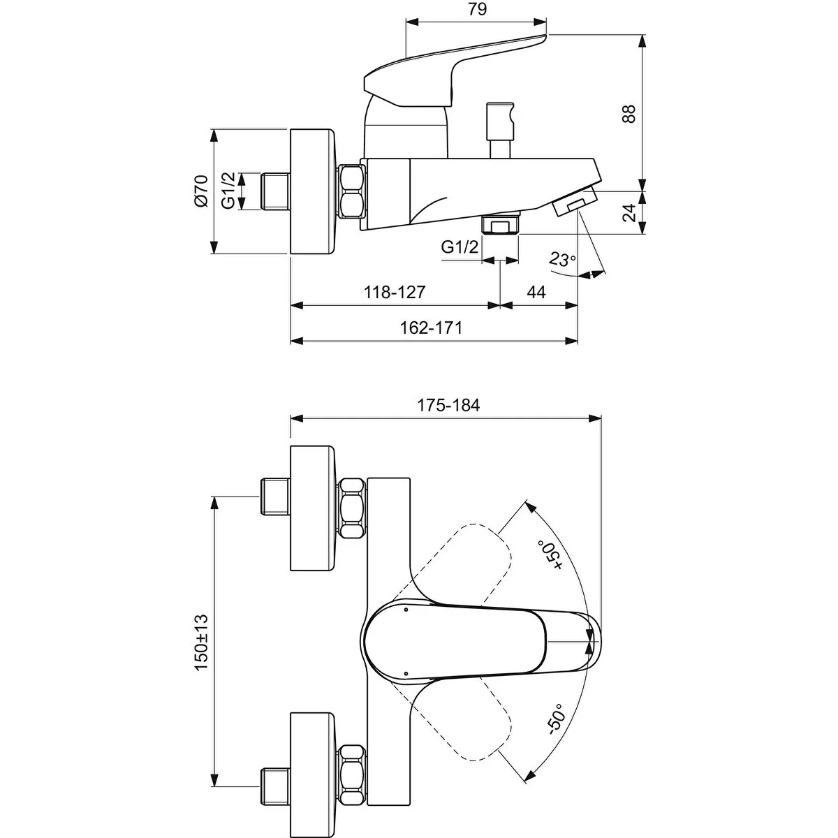 IDEAL STANDARD CERAFLEX BANYO BATARYASI KROM (B1721AA) - Görsel 4