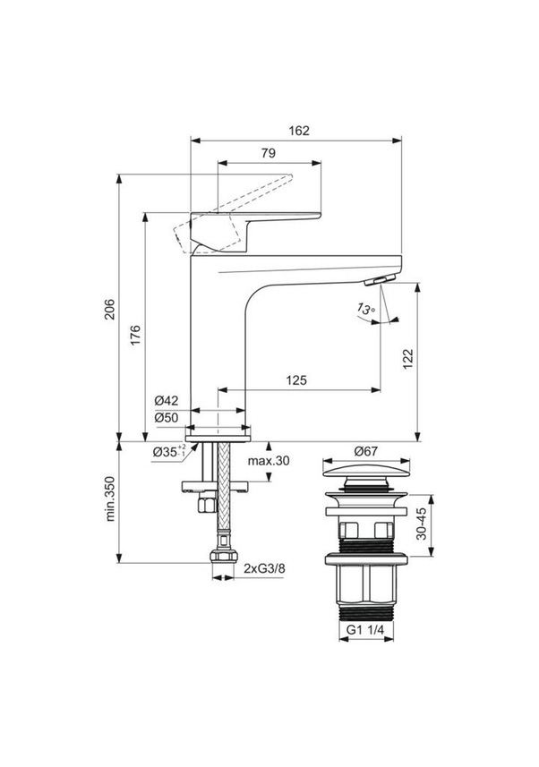 IDEAL STANDARD CERAFINE O LAVABO BATARYASI ROSE (BD131RO) - Görsel 3