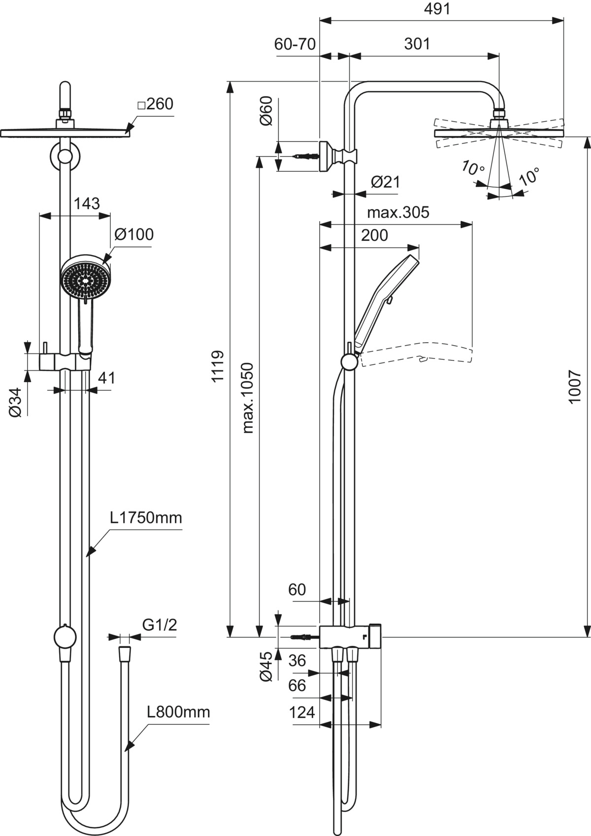 IDEAL STANDARD CERATWIST T25+ DUŞ SİSTEMİ KROM (BE230AA) - Görsel 4