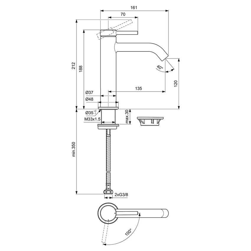 IDEAL STANDARD CERALINE NUOVO LAVABO BATARYASI KROM (BD760AA) - Görsel 5