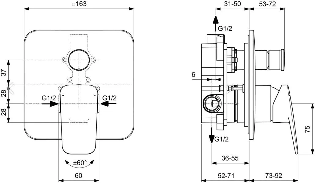 IDEAL STANDARD CERAPLAN ANKASTRE DUŞ SETİ KARE (BD194AA) - Görsel 3